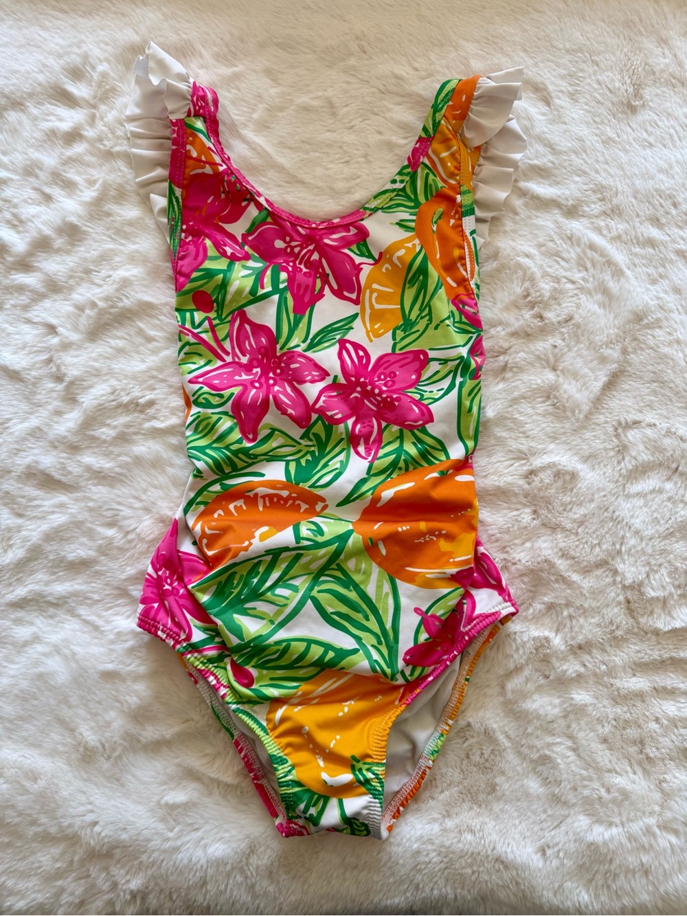 Girls Tropical Floral One-Piece Swimsuit